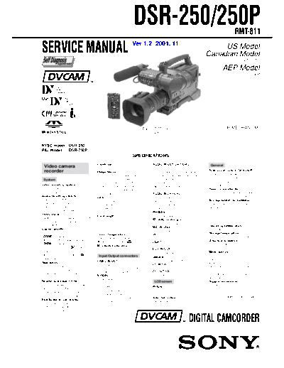 Sony CAMARA    DSR - 250---P  ( VERS  1.2 )  Sony Camera CAMARA SONY  DSR - 250---P  ( VERS  1.2 )    .pdf