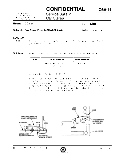 Sony CAR0400  Sony Car Stereo Service Bulletin CAR0400.PDF