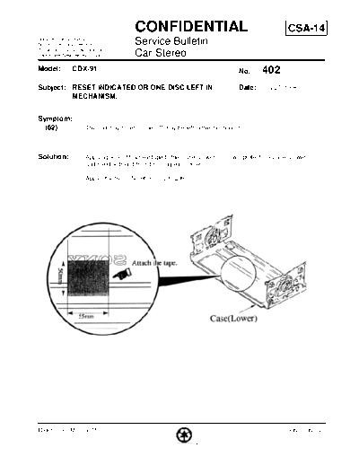 Sony CAR0402  Sony Car Stereo Service Bulletin CAR0402.PDF