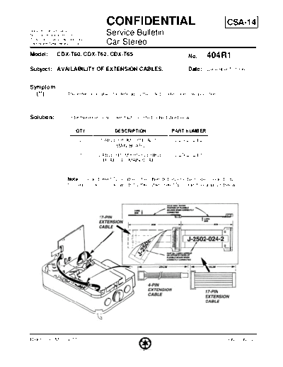 Sony CAR0404  Sony Car Stereo Service Bulletin CAR0404.PDF