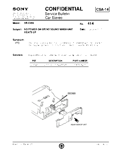 Sony CAR0414  Sony Car Stereo Service Bulletin CAR0414.PDF