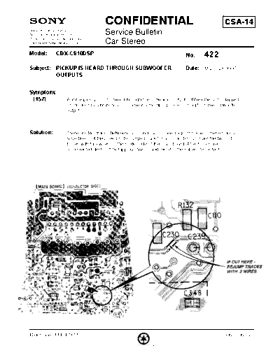 Sony CAR0422  Sony Car Stereo Service Bulletin CAR0422.PDF