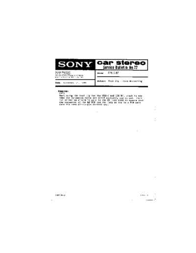 Sony CAR0072  Sony Car Stereo Service Bulletin CAR0072.PDF