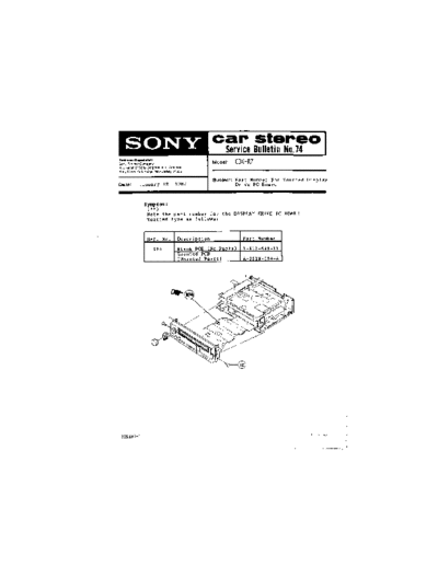 Sony CAR0074  Sony Car Stereo Service Bulletin CAR0074.PDF