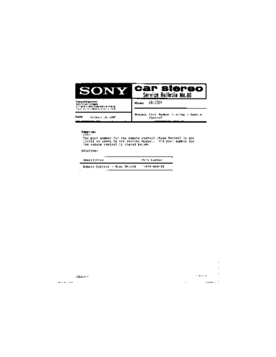Sony CAR0086  Sony Car Stereo Service Bulletin CAR0086.PDF