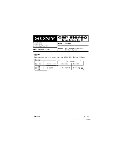 Sony CAR0093  Sony Car Stereo Service Bulletin CAR0093.PDF