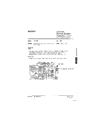 Sony CAR0098  Sony Car Stereo Service Bulletin CAR0098.PDF