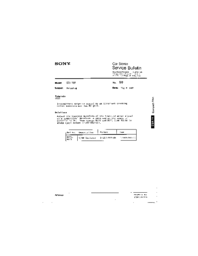 Sony CAR0099  Sony Car Stereo Service Bulletin CAR0099.PDF