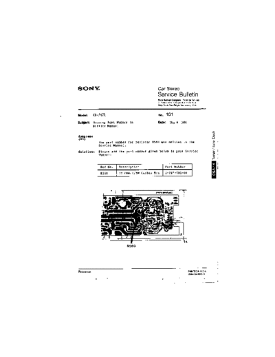 Sony CAR0101  Sony Car Stereo Service Bulletin CAR0101.PDF