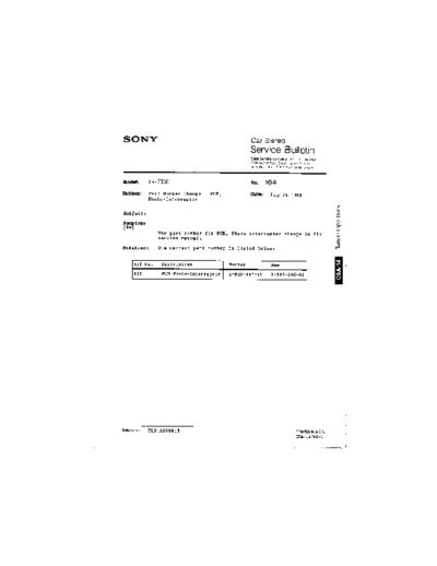 Sony CAR0104  Sony Car Stereo Service Bulletin CAR0104.PDF