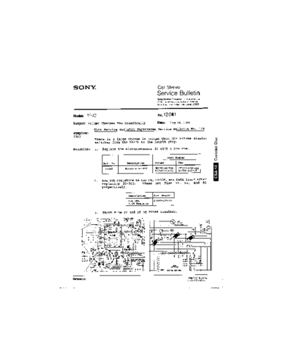 Sony CAR0120  Sony Car Stereo Service Bulletin CAR0120.PDF