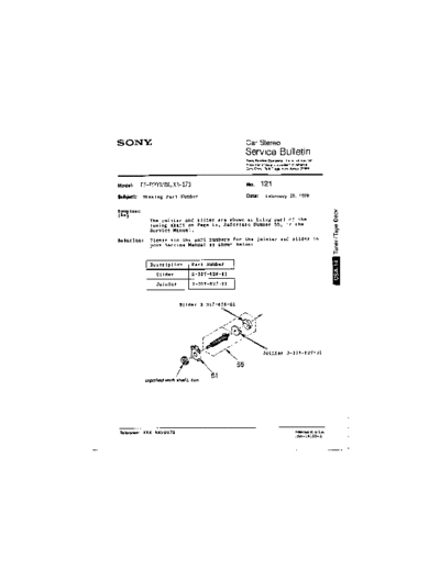 Sony CAR0121  Sony Car Stereo Service Bulletin CAR0121.PDF