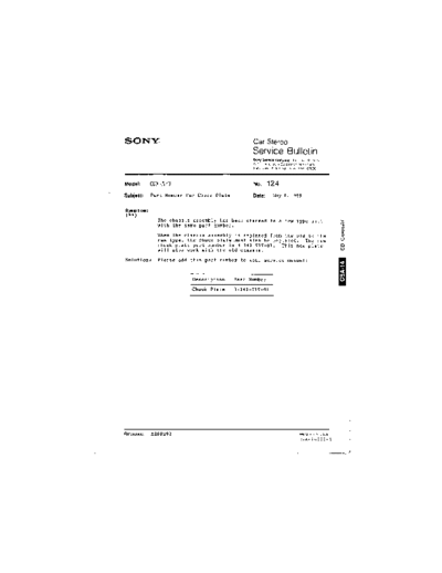 Sony CAR0124  Sony Car Stereo Service Bulletin CAR0124.PDF