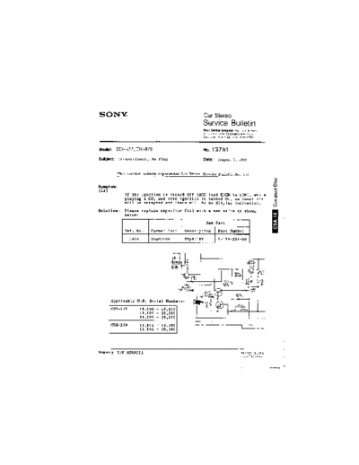 Sony CAR0137  Sony Car Stereo Service Bulletin CAR0137.PDF