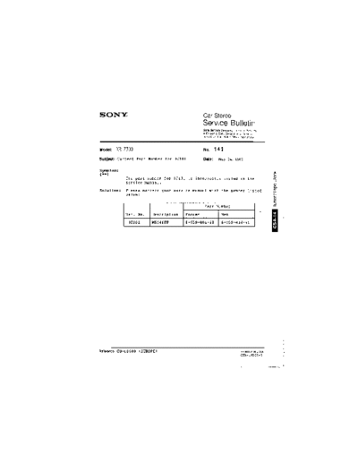 Sony CAR0141  Sony Car Stereo Service Bulletin CAR0141.PDF