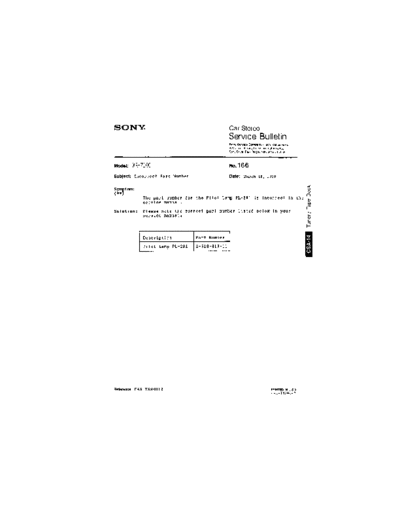 Sony CAR0166  Sony Car Stereo Service Bulletin CAR0166.PDF