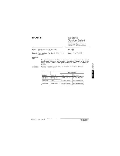 Sony CAR0169  Sony Car Stereo Service Bulletin CAR0169.PDF