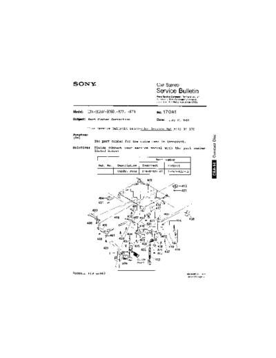 Sony CAR0170  Sony Car Stereo Service Bulletin CAR0170.PDF