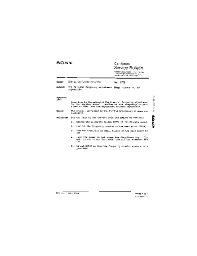 Sony CAR0173  Sony Car Stereo Service Bulletin CAR0173.PDF