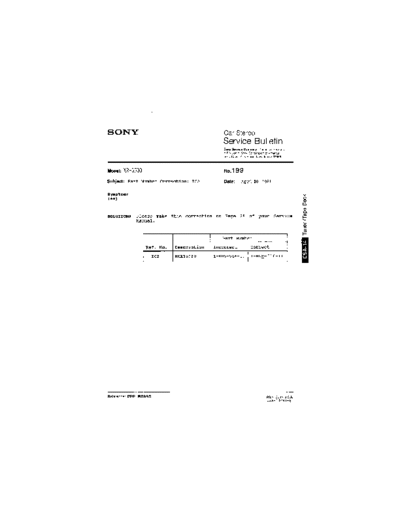 Sony CAR0199  Sony Car Stereo Service Bulletin CAR0199.PDF