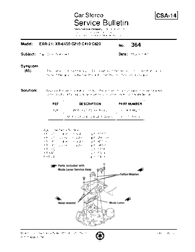 Sony CAR0364  Sony Car Stereo Service Bulletin CAR0364.PDF