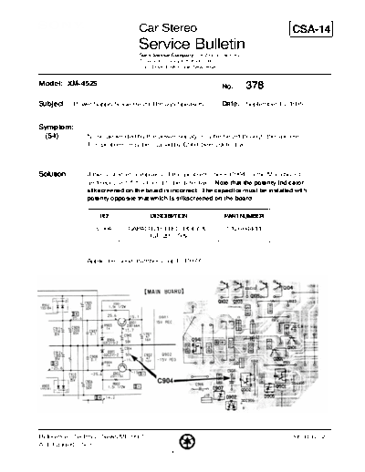 Sony CAR0378  Sony Car Stereo Service Bulletin CAR0378.PDF