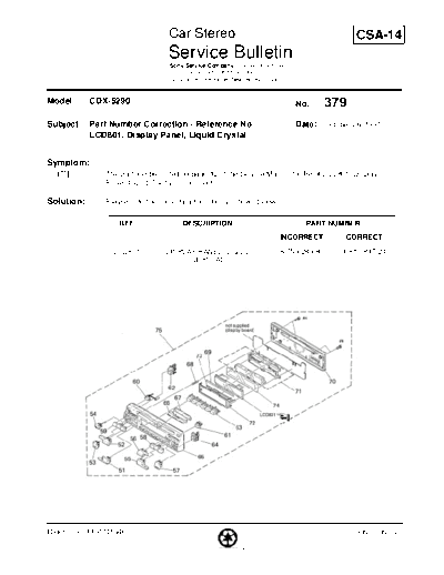 Sony CAR0379  Sony Car Stereo Service Bulletin CAR0379.PDF