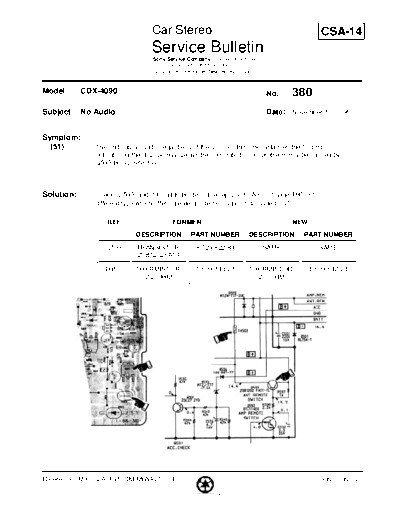 Sony CAR0380  Sony Car Stereo Service Bulletin CAR0380.PDF