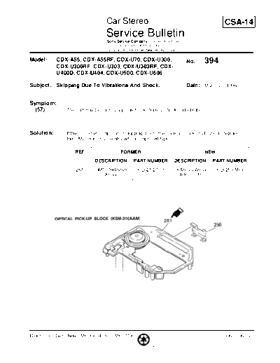 Sony CAR0394  Sony Car Stereo Service Bulletin CAR0394.PDF