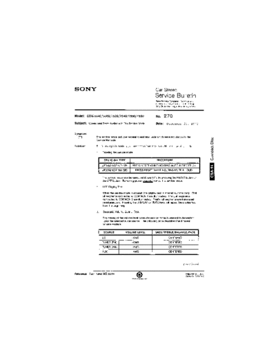 Sony Car0270  Sony Car Stereo Service Bulletin Car0270.pdf