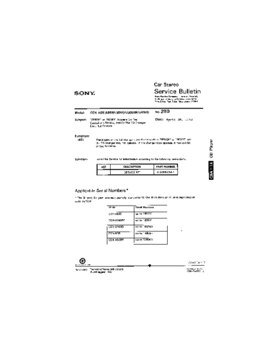 Sony Car0280  Sony Car Stereo Service Bulletin Car0280.pdf
