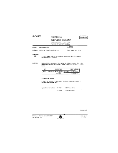 Sony Car0289  Sony Car Stereo Service Bulletin Car0289.pdf