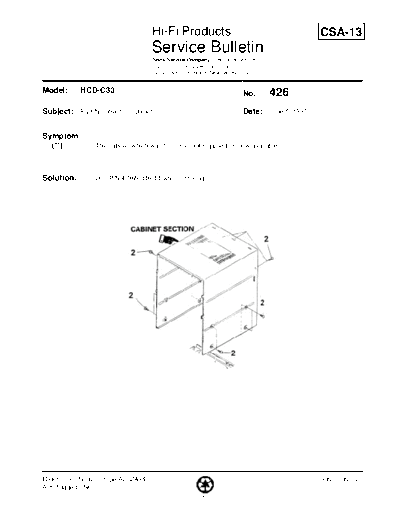 Sony HFP0426  Sony HiFi Service Bulletin HFP0426.PDF