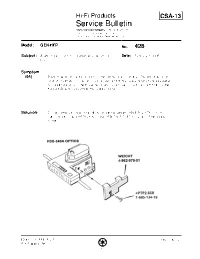 Sony HFP0428  Sony HiFi Service Bulletin HFP0428.PDF