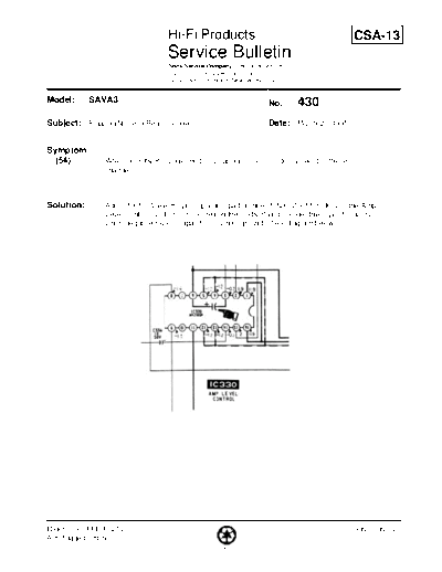 Sony HFP0430  Sony HiFi Service Bulletin HFP0430.PDF