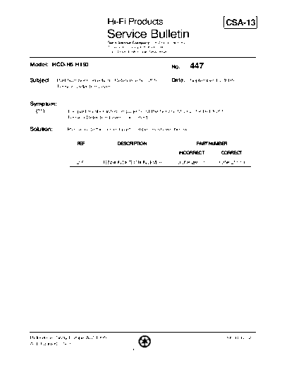 Sony HFP0447  Sony HiFi Service Bulletin HFP0447.PDF