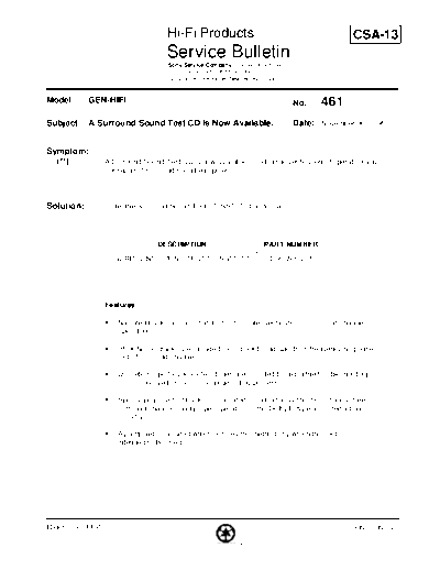Sony HFP0461  Sony HiFi Service Bulletin HFP0461.PDF