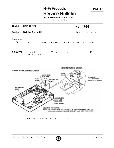 Sony HFP0464  Sony HiFi Service Bulletin HFP0464.PDF