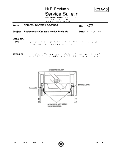 Sony HFP0477  Sony HiFi Service Bulletin HFP0477.PDF