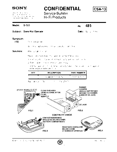 Sony HFP0485  Sony HiFi Service Bulletin HFP0485.PDF