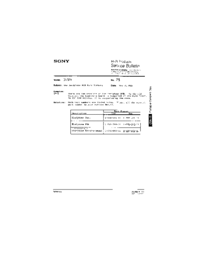 Sony HFP0075  Sony HiFi Service Bulletin HFP0075.PDF