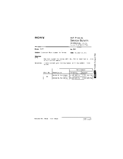 Sony HFP0094  Sony HiFi Service Bulletin HFP0094.PDF