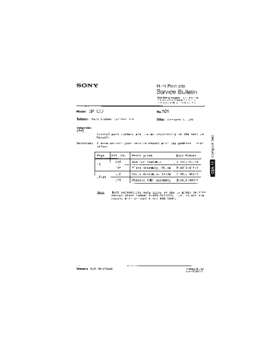 Sony HFP0101  Sony HiFi Service Bulletin HFP0101.PDF