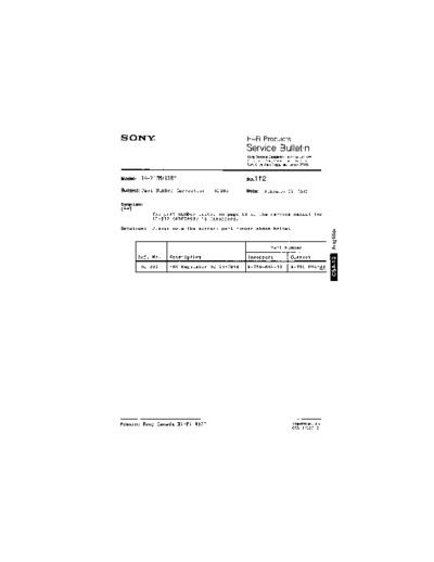 Sony HFP0112  Sony HiFi Service Bulletin HFP0112.PDF