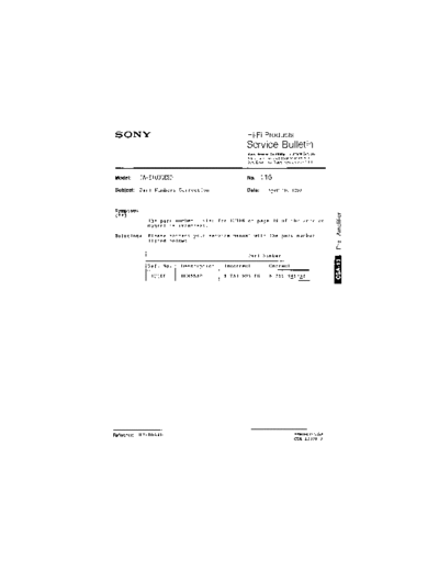 Sony HFP0115  Sony HiFi Service Bulletin HFP0115.PDF