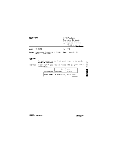Sony HFP0178  Sony HiFi Service Bulletin HFP0178.PDF