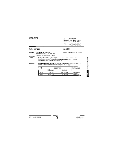 Sony HFP0306  Sony HiFi Service Bulletin HFP0306.PDF