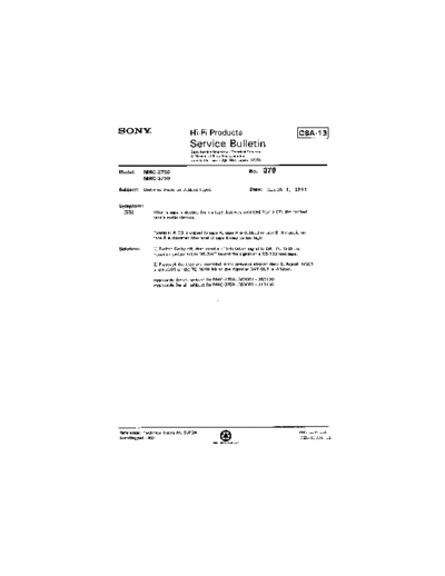 Sony HFP0379  Sony HiFi Service Bulletin HFP0379.PDF