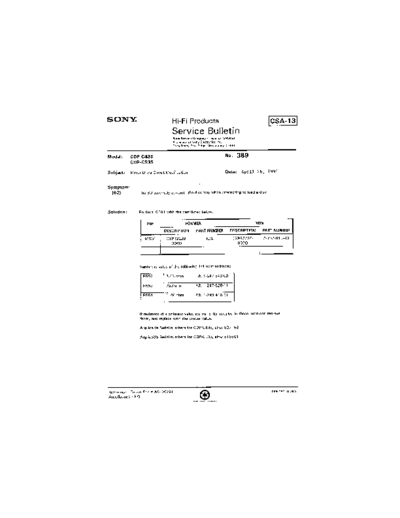 Sony HFP0389  Sony HiFi Service Bulletin HFP0389.PDF