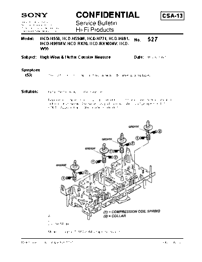 Sony HiFi -   Service Bulletin 527  Sony HiFi Service Bulletin HiFi - Sony Service Bulletin 527.pdf